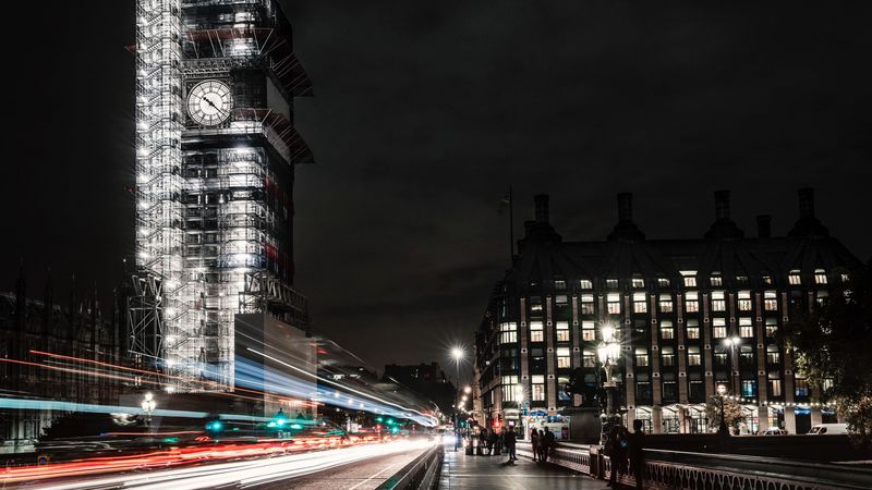 night city, building, architecture, long exposure, night, london, 4k