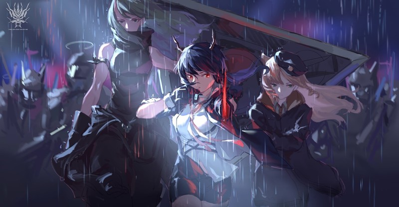 anime, anime girls, digital art, artwork, 2D, portrait, Arknights, Chen (Arknights), Hoshiguma (Arknights), Swire (Arknights)