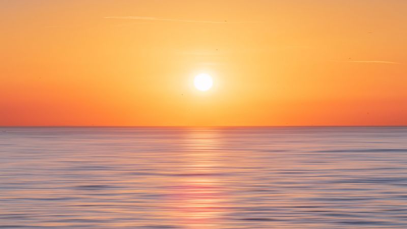 sea, horizon, sky, sunset, sun, 4k