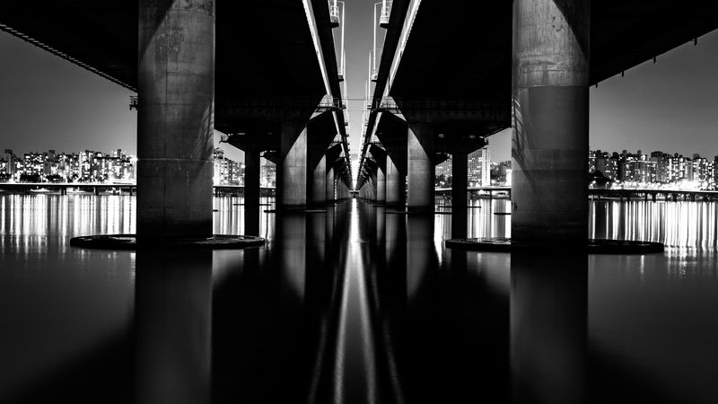 bridge, construction, bw, architecture, 4k