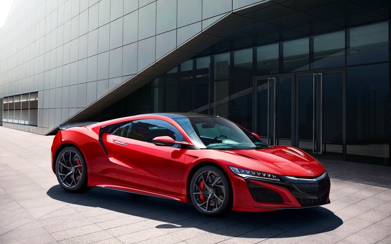 car, architecture, sunlight, rims, red cars, sports car, Honda NSX, Acura NSX