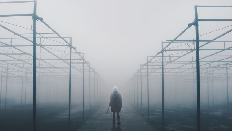 digital, digital art, artwork, illustration, environment, concept art, alone, loneliness, mist, surreal, people