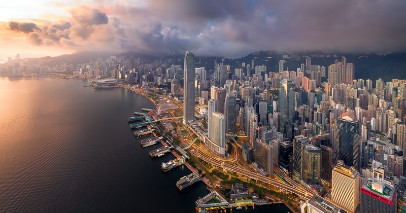 Hong Kong, Asia, China, city, cityscape, aerial view