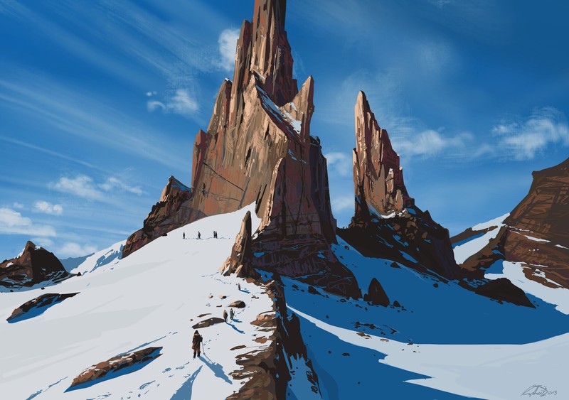 environment, mountains, snow, people, clouds