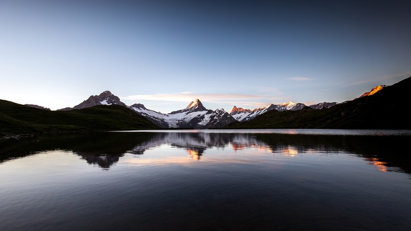 lake, bachalpsee, mountains, landscape