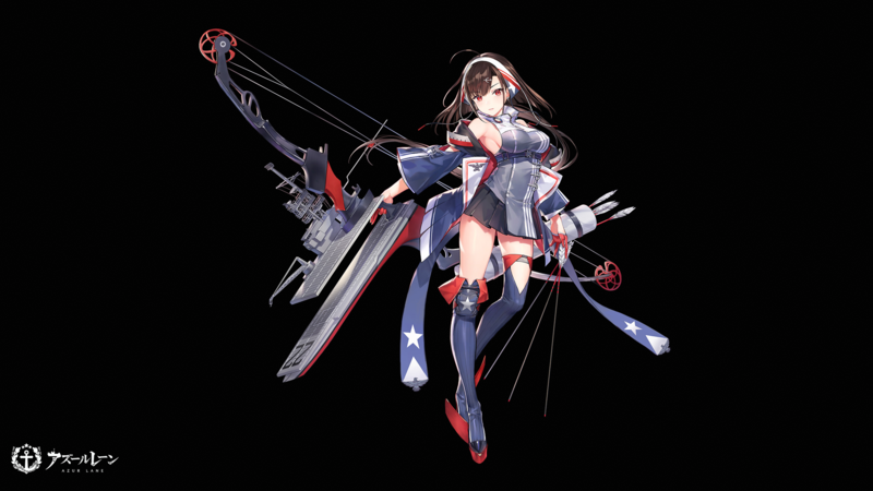 Independence (Azur Lane), Azur Lane, video games, anime girls, anime, brunette, dress, thigh-highs, looking at viewer, red eyes, fantasy girl, arrows, bow, black background, simple background, artwork, drawing, digital art, 2D, fan art, Atdan, long hair