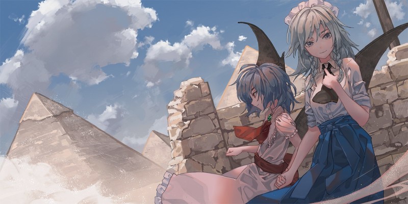 anime, anime girls, digital art, artwork, 2D, Touhou, Remilia Scarlet, Izayoi Sakuya