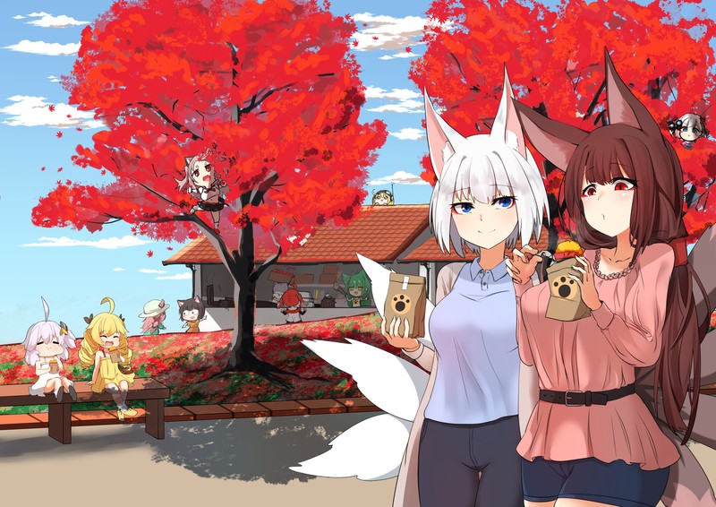 anime, anime girls, digital art, artwork, 2D, portrait, Azur Lane, Kaga (Azur Lane), Akagi (Azur Lane)