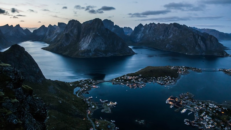landscape, water, photography, mountains, Norway, fjord, village