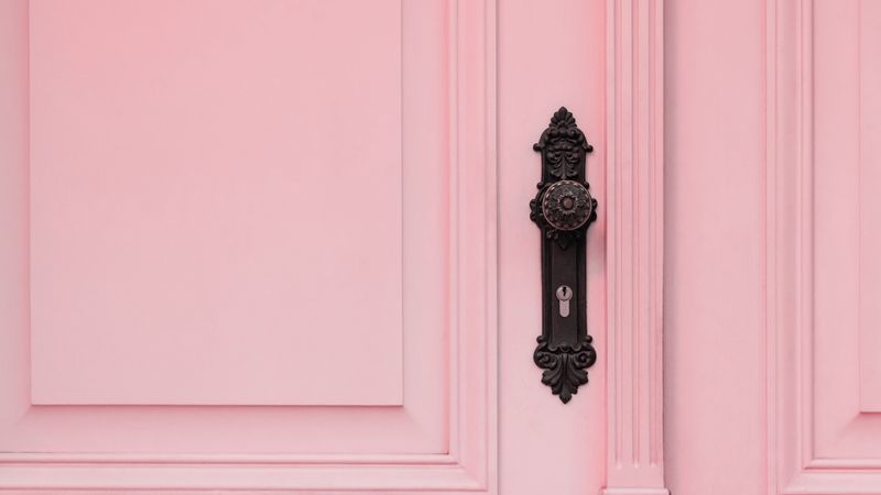 door, handle, lock, pink, 4k