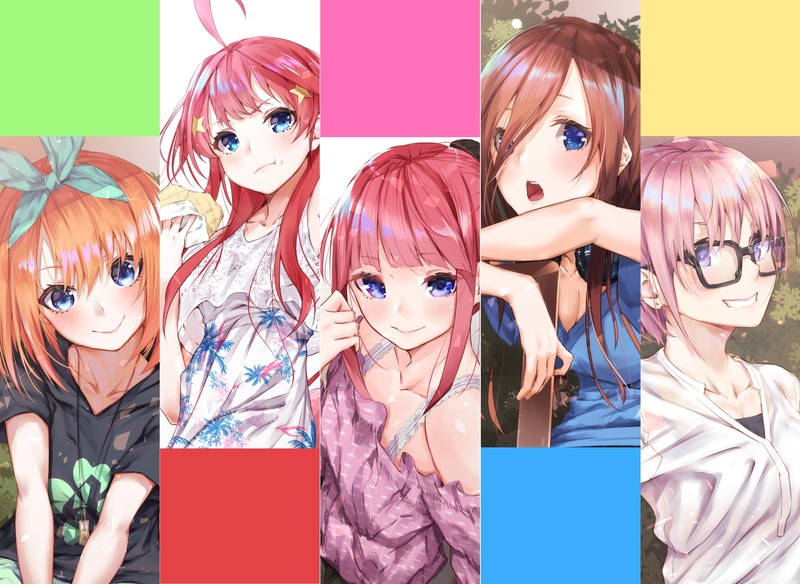 anime, anime girls, 5-toubun no Hanayome, Nakano Itsuki, Nakano Miku, Nakano Ichika, Nakano Nino, Nakano Yotsuba