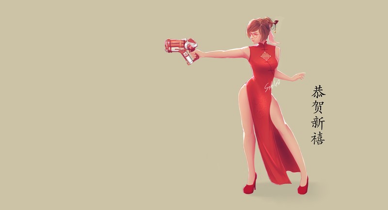 gun, simple background, anime girls, anime
