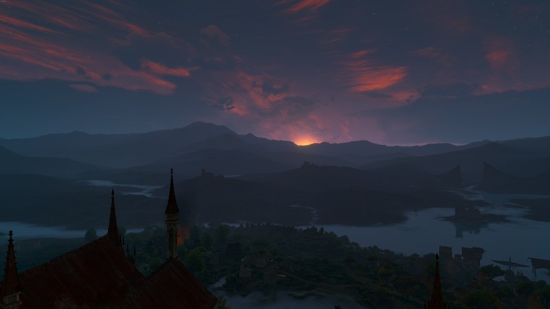 Geralt of Rivia, The Witcher 3: Wild Hunt, The Witcher, landscape, video games, sky, clouds, green, sunset, Sun