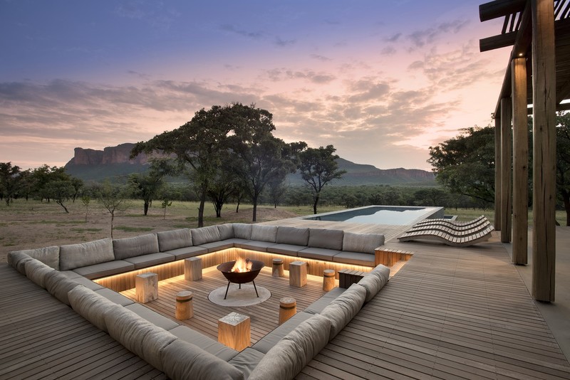 Chill Out, swimming pool, South Africa, trees, outdoors, mountains, campfire, armchair