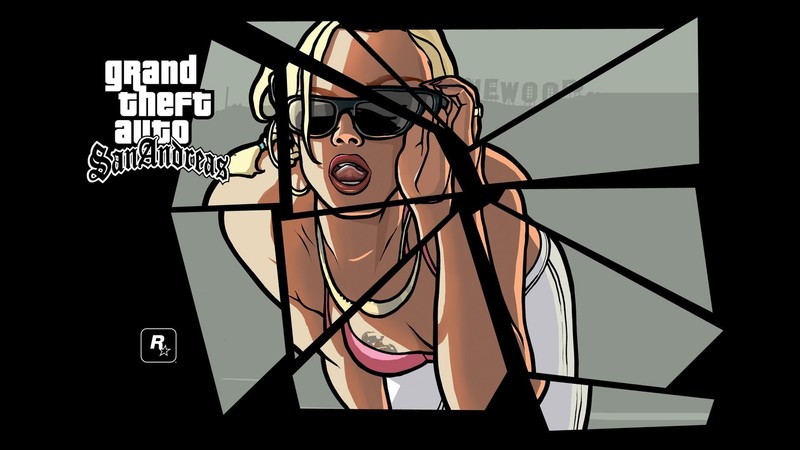 Grand Theft Auto, Grand Theft Auto San Andreas, Rockstar Games, video games, women, blonde, sunglasses, women with shades, open mouth, tongue out