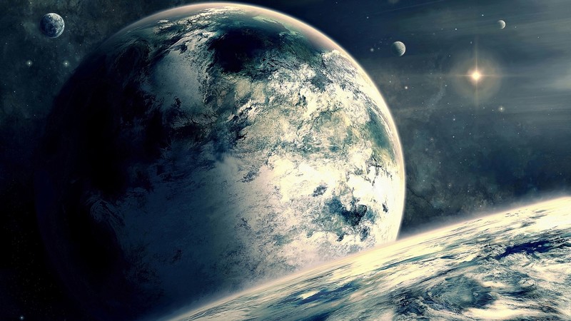plains, planetarium, space, planet, science fiction, stars, low saturation