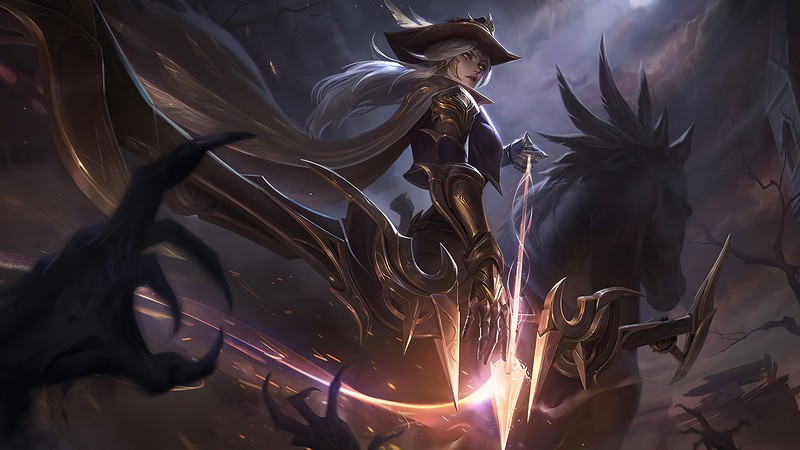 Ashe (League of Legends), Ashe, High Noon, League of Legends, Riot Games, fire, ADC