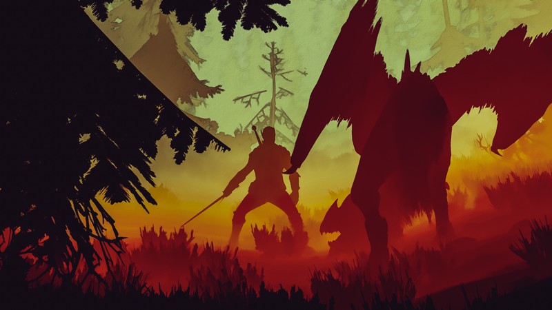 The Witcher, The Witcher 3: Wild Hunt, artwork, dragon, trees