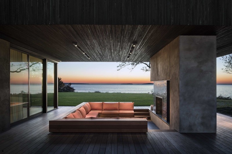 living rooms, armchairs, modern, sunset