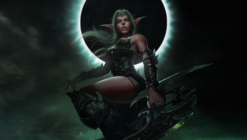 pointy ears, fantasy girl, fantasy art, elves, Tyrande, Tyrande Whisperwind, Blizzard Entertainment, World of Warcraft