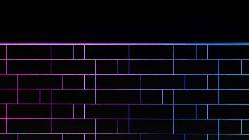 tile, neon, lights, shape, wall, 4k