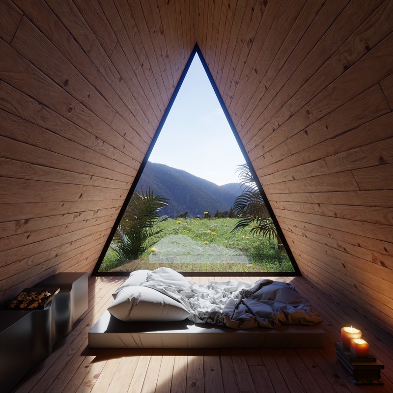 room, interior, building, candles, triangle
