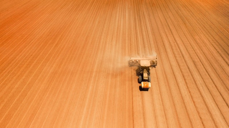 field, tractors, farm, dust, aerial view, agriculture vehicle, heavy equipment