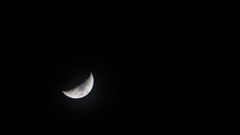 moon, crescent, full moon, bw, night, 4k