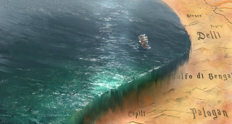 artwork, fantasy art, ship, sailing ship, sea, map