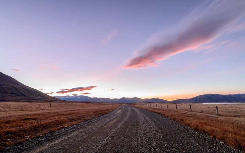 sky, road, landscape, outdoors, clouds, dirt road, plains