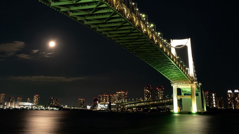 night city, bridge, city lights, lighting, tokyo, 4k