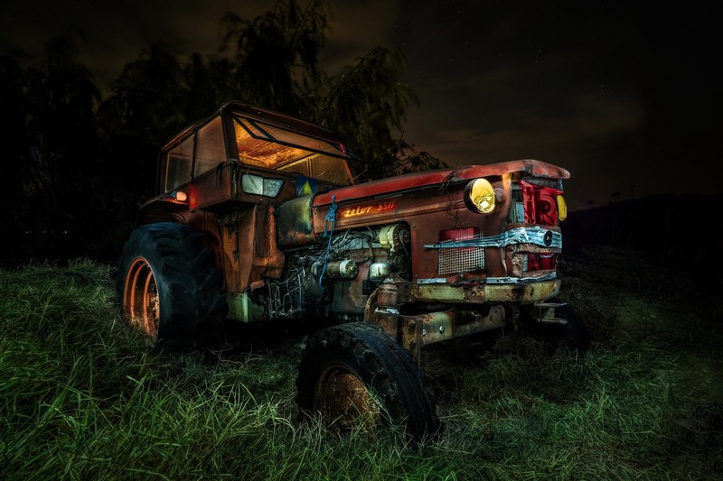 tractors, night, vehicle, Zetor, grass, rust, heavy equipment