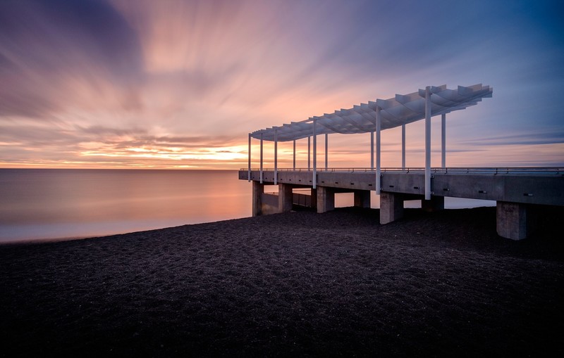 coast, sky, sunlight, pier, outdoors, New Zealand, calm