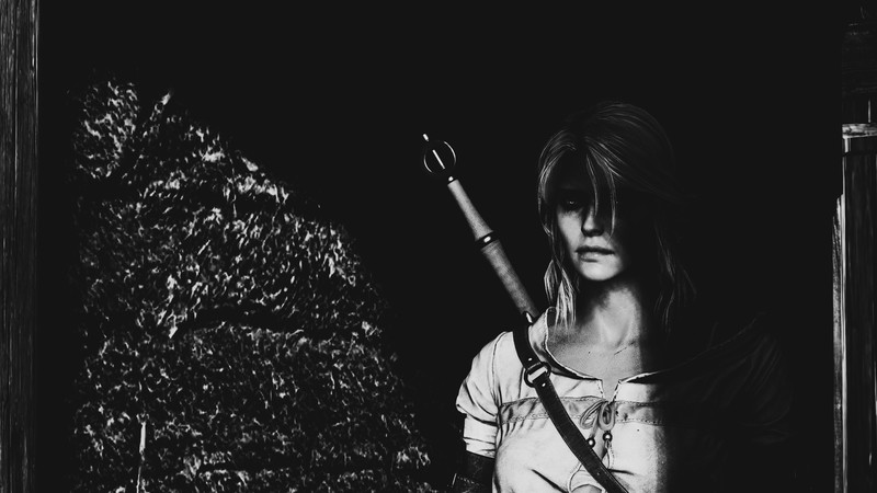 The Witcher 3: Wild Hunt, The Witcher, Ciri, fan art, monochrome