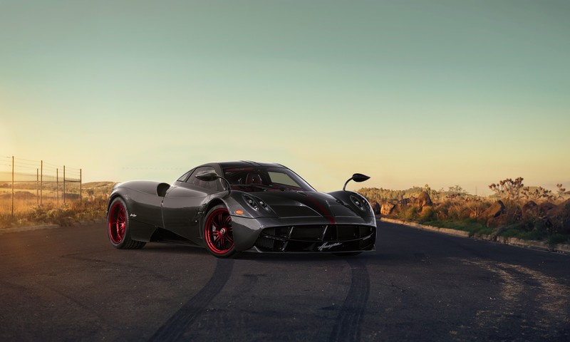 supercars, car, vehicle, asphalt, black cars, Pagani, Huayra Roadster
