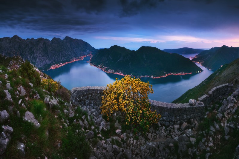 river, landscape, plants, sky, panorama, Montenegro