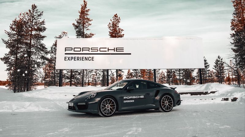 porsche, side view, snow, winter, 4k