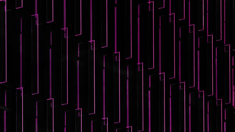 neon, glow, wall, shape, lines, geometric, architecture, 4k