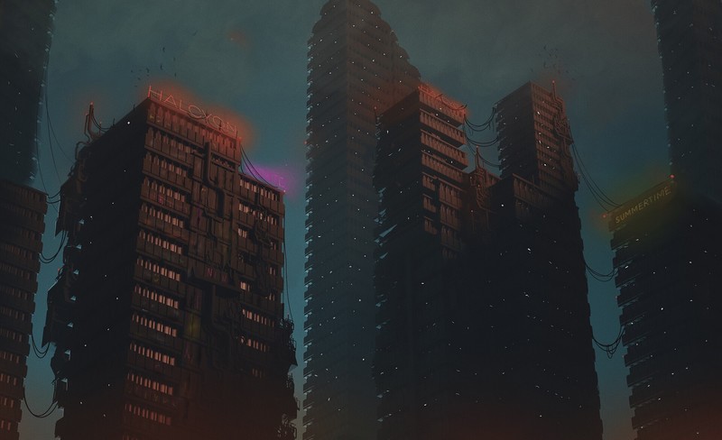 artwork, city, cityscape, building, science fiction, dark, futuristic, futuristic city