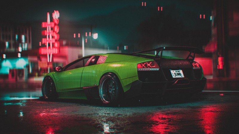 car, Lamborghini, digital art, vehicle, green cars, supercars