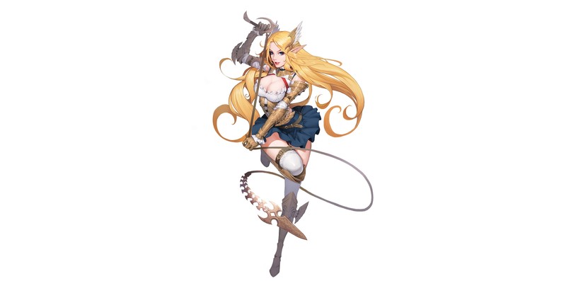 fantasy girl, blonde, long hair, white background, simple background, fantasy art