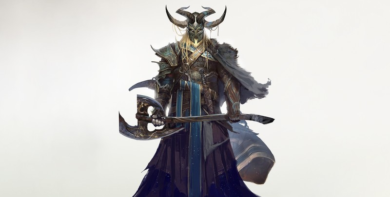fantasy art, axes, simple background, white background, warrior