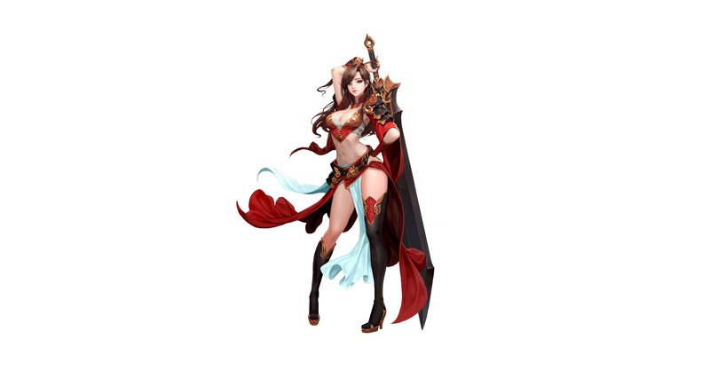 fantasy art, fantasy girl, white background