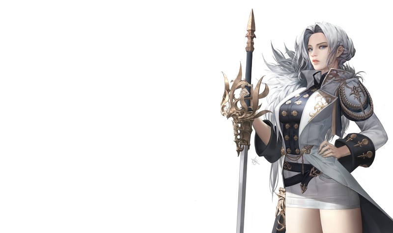 fantasy art, fantasy girl, simple background, white background