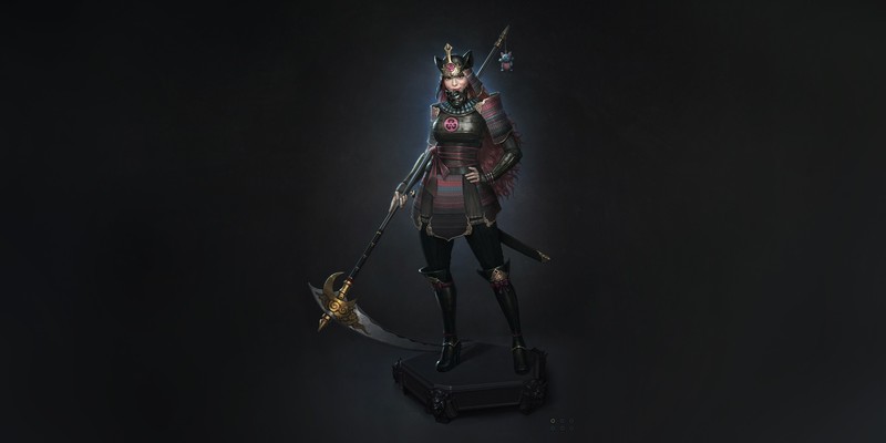 simple background, fantasy girl, warrior, fantasy art, samurai