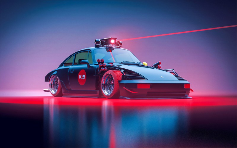 Khyzyl Saleem, car, render, Porsche