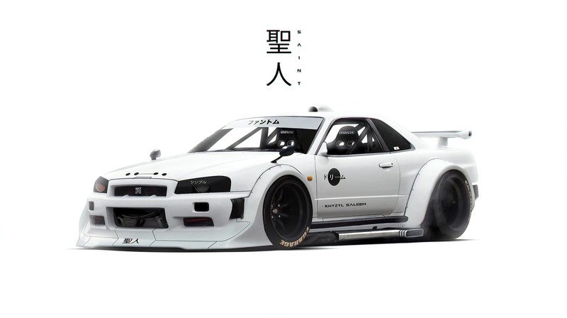 Khyzyl Saleem, car, render, Nissan Skyline GT-R R34 HD Wallpaper