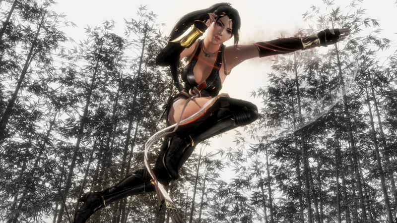 Dead or Alive, Momiji (Ninja Gaiden), ponytail, long hair, video game girls, video game characters, gray background, black hair, boobs, low-angle