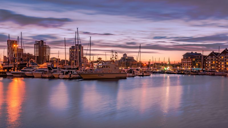 pier, boat, sunset, 4k