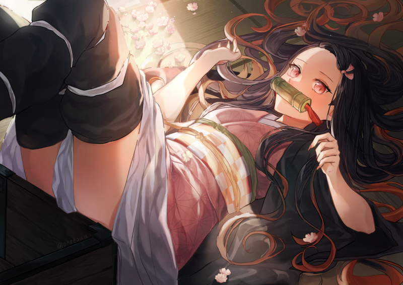 anime, anime girls, digital art, artwork, portrait, 2D, Kimetsu no Yaiba, Kamado Nezuko, Japanese kimono